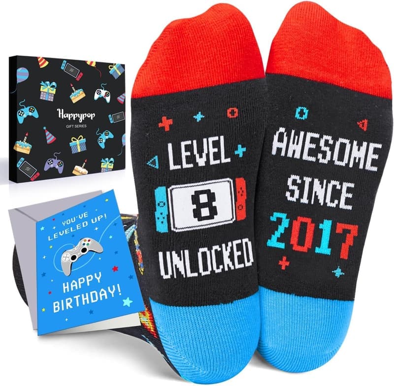 Birthday Gift Socks for Kids Age 7-12 with Greeting Card