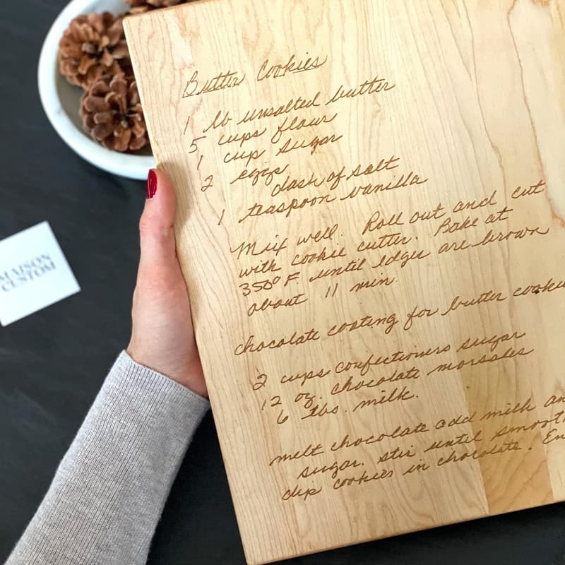 Handwritten Recipe Cutting Board - Unique Gift for Mom