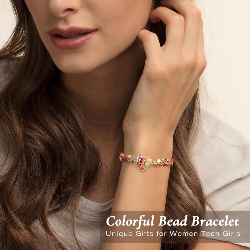 Jasper Heart Bracelet for Women - Natural Stone Jewelry Gift