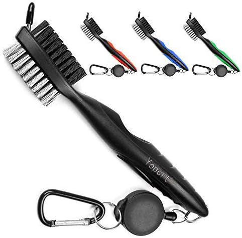 Golf Club Groove Cleaner with Retractable Zip-line and Carabiner
