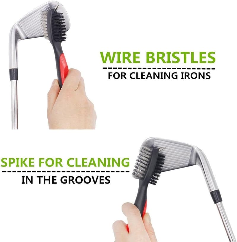 Golf Club Groove Cleaner with Retractable Zip-line and Carabiner
