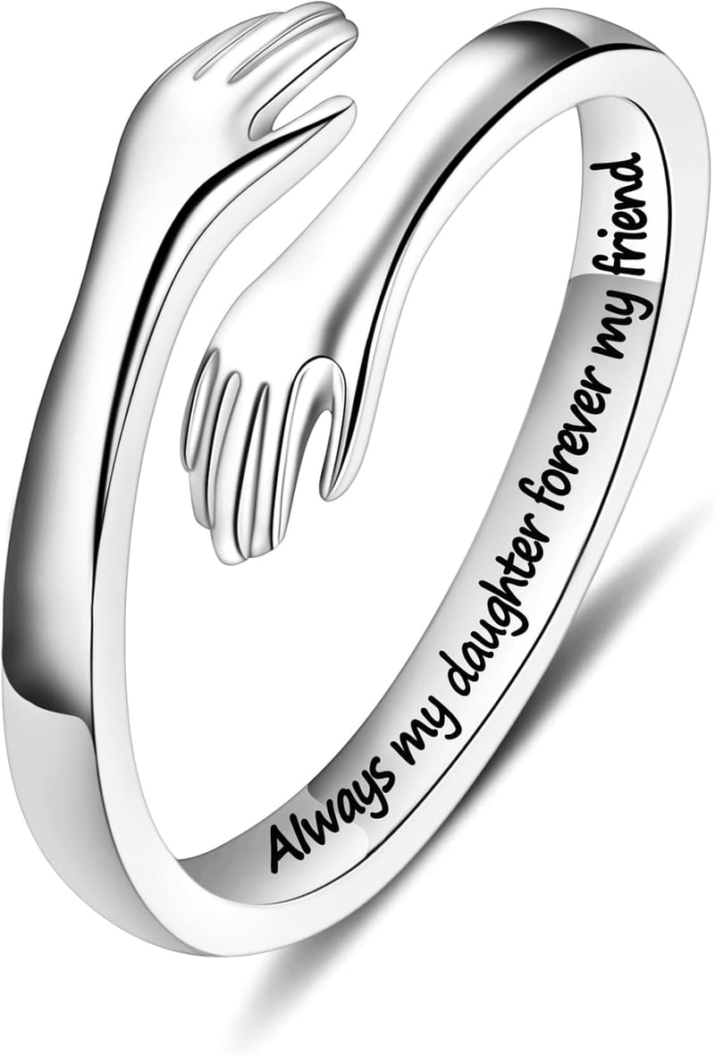 S925 Sterling Silver Hug Ring - Adjustable Gift for Women
