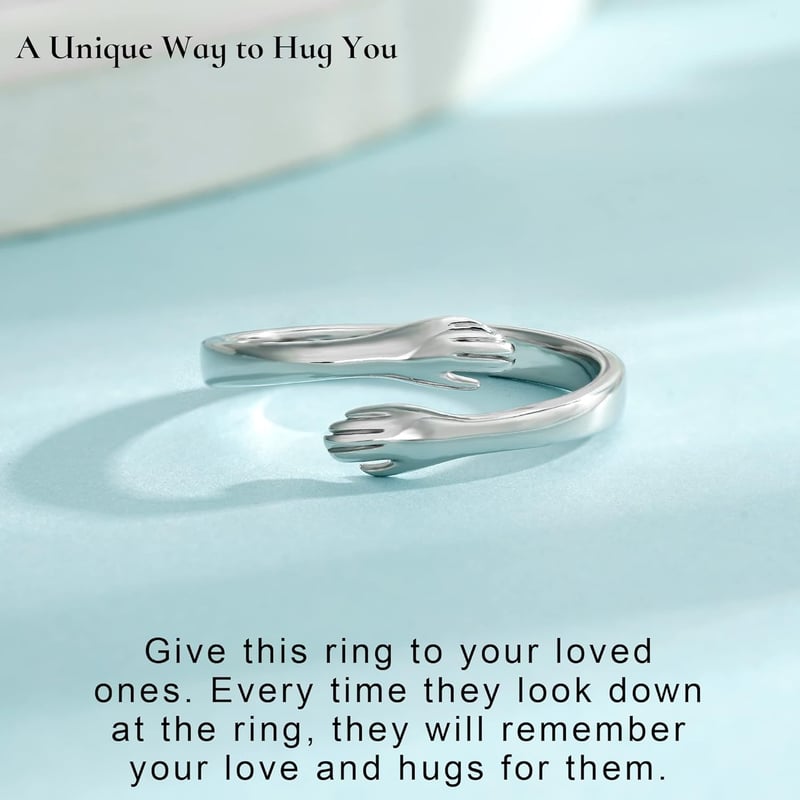 S925 Sterling Silver Hug Ring - Adjustable Gift for Women