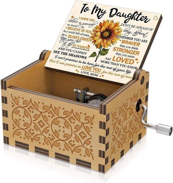 Birthday Gift – Engraved Sunflower Music Box for Daughter