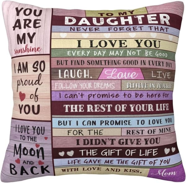 Birthday & Graduation Throw Pillow Cover for Daughters from Mom