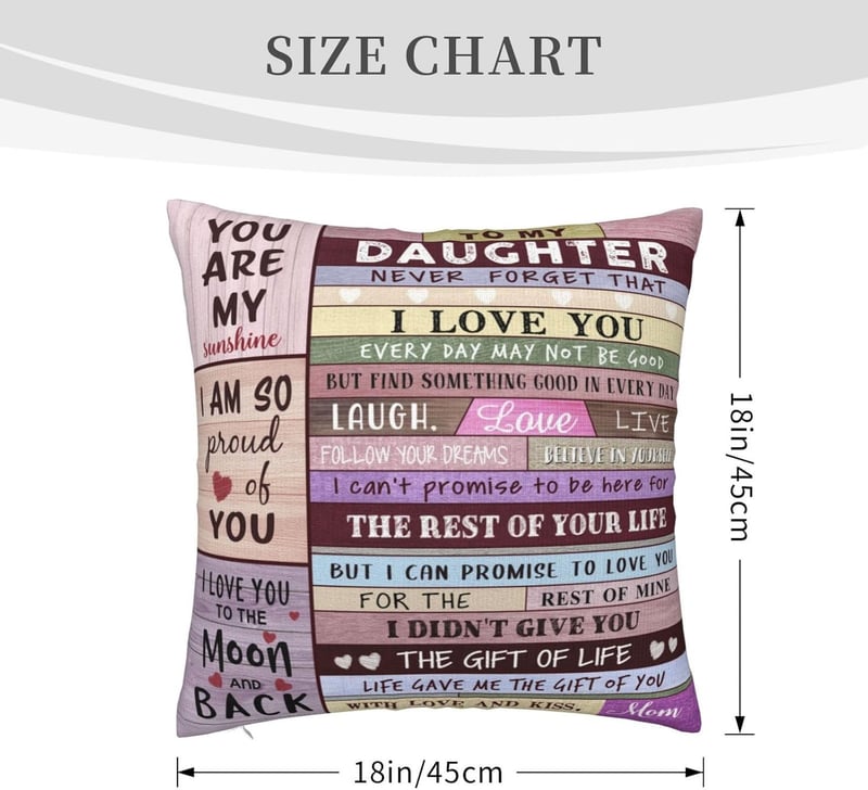 Birthday & Graduation Throw Pillow Cover for Daughters from Mom