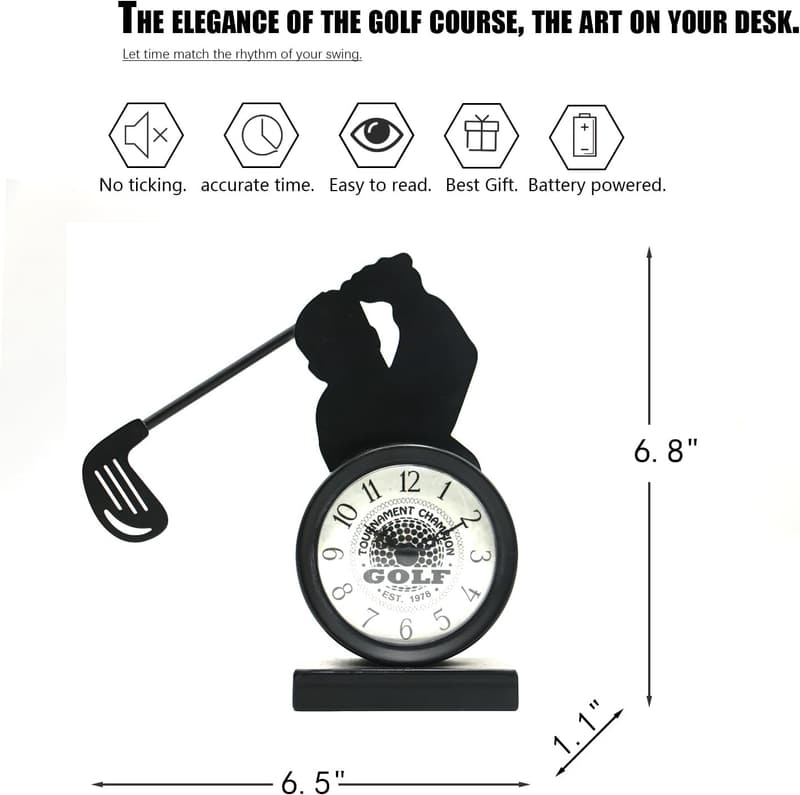 Golf Desk Clock for Men – Cool Office Decor for Golf Lovers