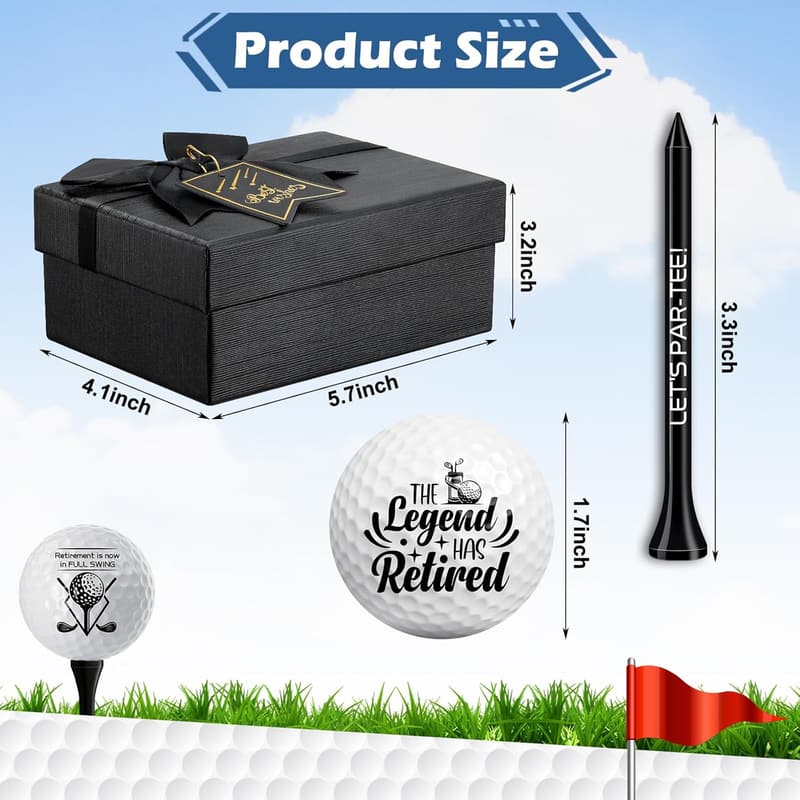 Patriotic Retirement Gift: 6 Pack Funny Golf Balls & Tees