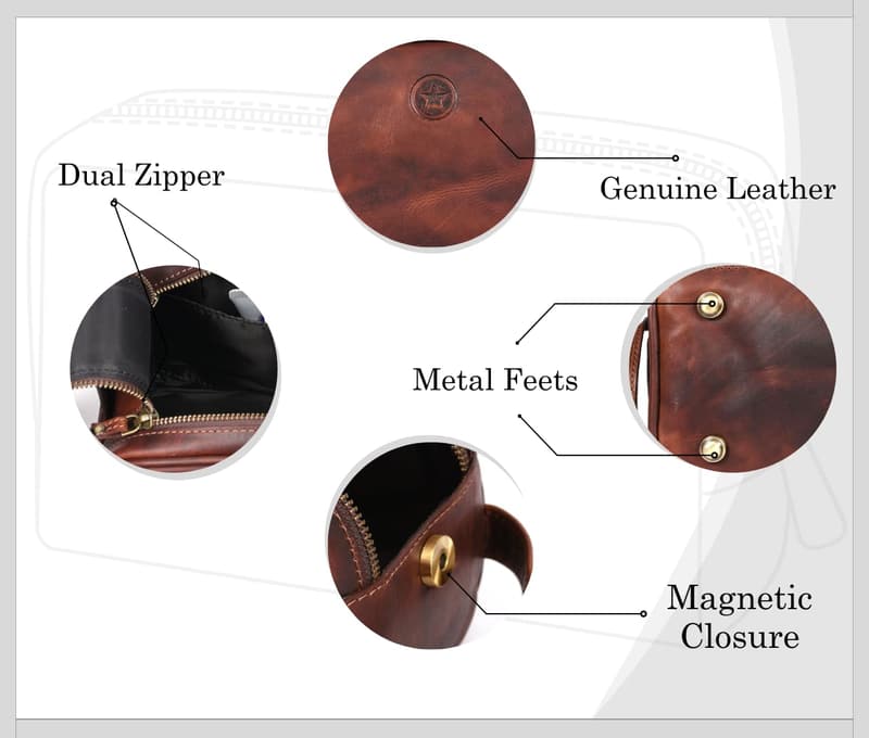Leather Travel Toiletry Pouch - King-Size Vintage Dopp Kit
