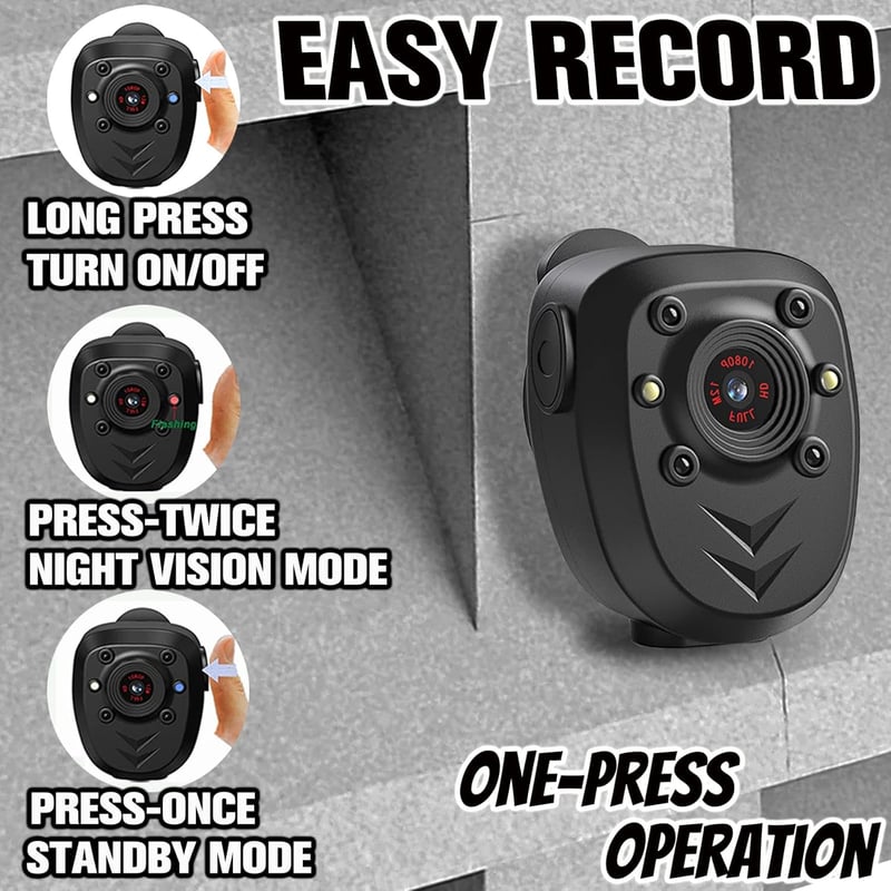 Wearable Mini Body Camera with 128GB, Night Vision, HD 1080P