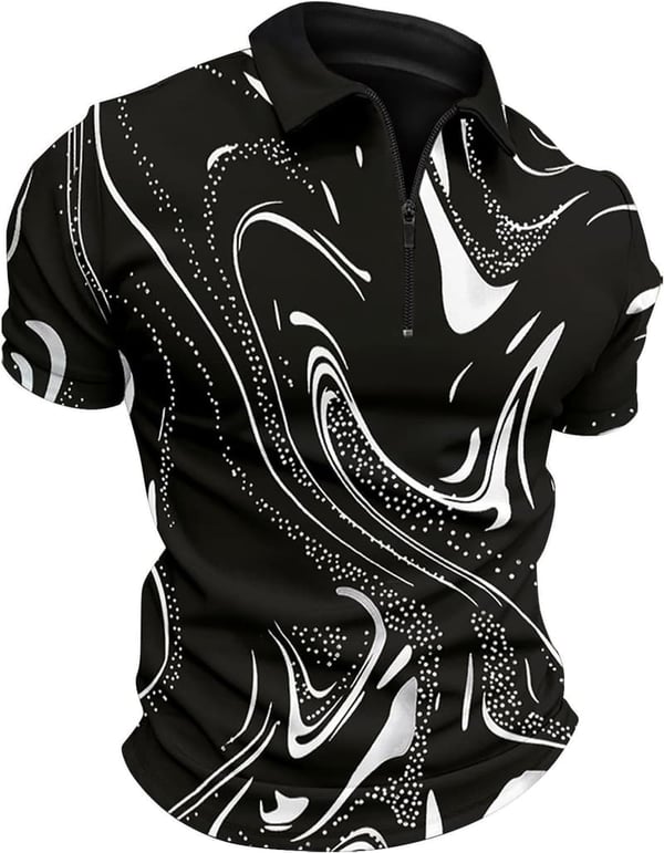 Men's Quick-Dry Polo Shirt - Casual Printed Cotton Golf Shirt