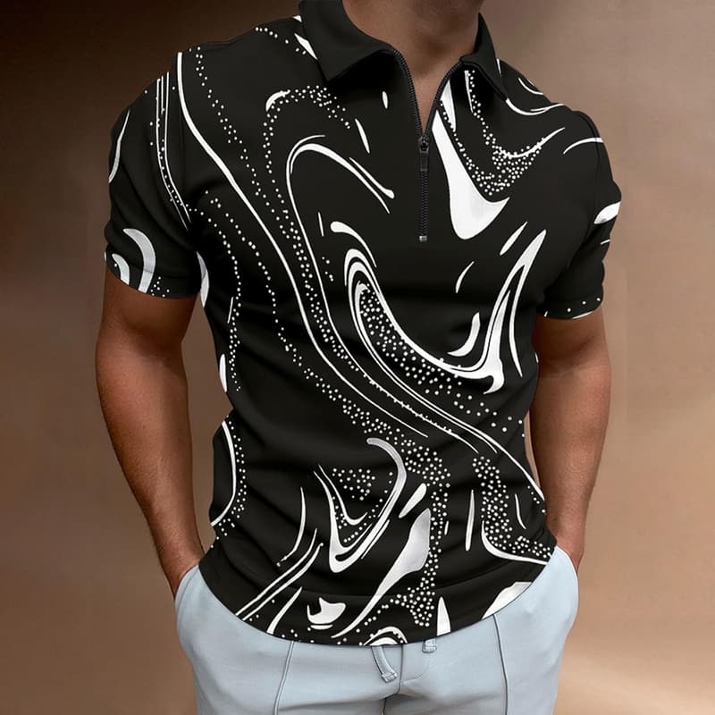 Men's Quick-Dry Polo Shirt - Casual Printed Cotton Golf Shirt