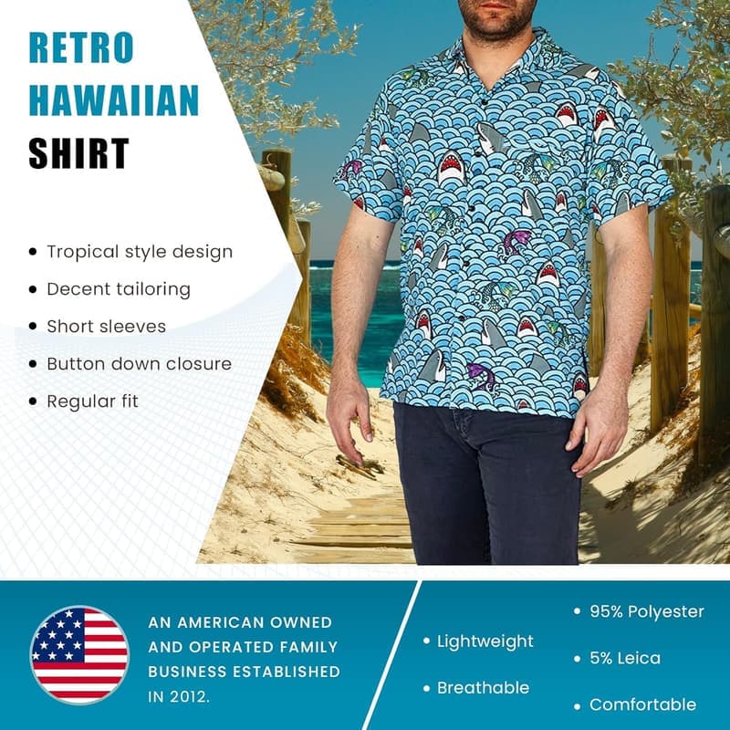 Men's Hawaiian Print Button Down Short Sleeve Shirt