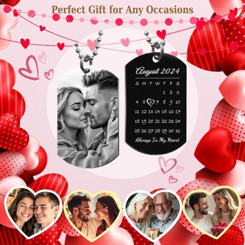 Personalized Photo Necklace for Couples - Custom Photo Gift