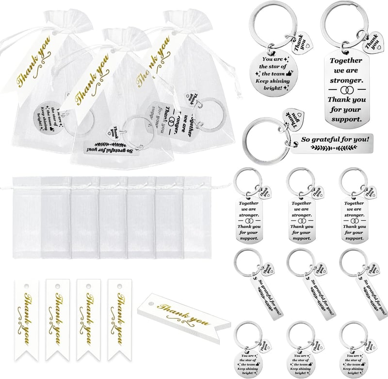 Employee Appreciation Keychains Set - 12 Thank You Gifts