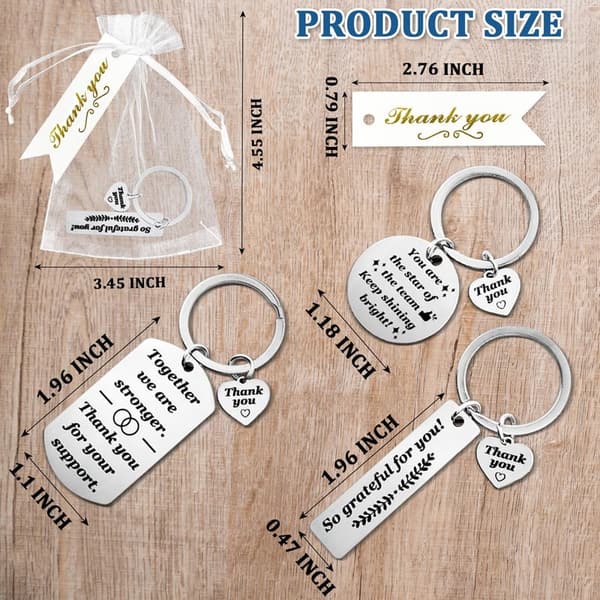 Employee Appreciation Keychains Set - 12 Thank You Gifts