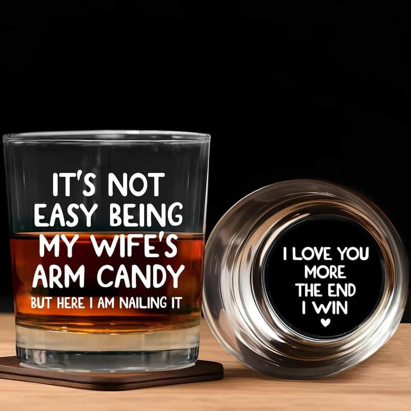Engraved Crystal Whiskey Glass - Father's Day Gift for Husband