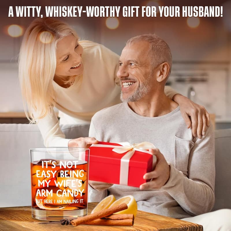 Engraved Crystal Whiskey Glass - Father's Day Gift for Husband