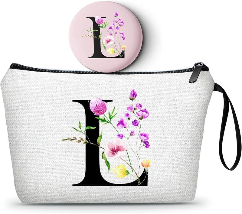 Personalized Travel Makeup Bag with Mirror for Women