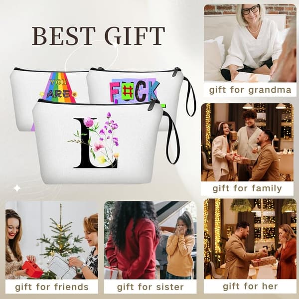 Personalized Travel Makeup Bag with Mirror for Women