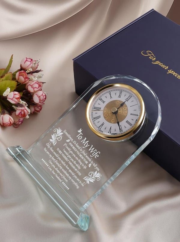Elegant Glass Clock Gift for Wife - Unique Birthday or Valentine's Day