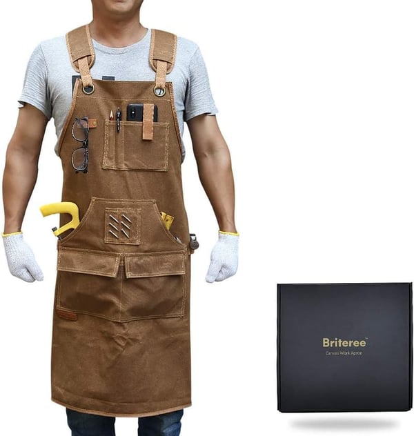 Durable Waxed Canvas Work Apron for Men - 9 Tool Pockets