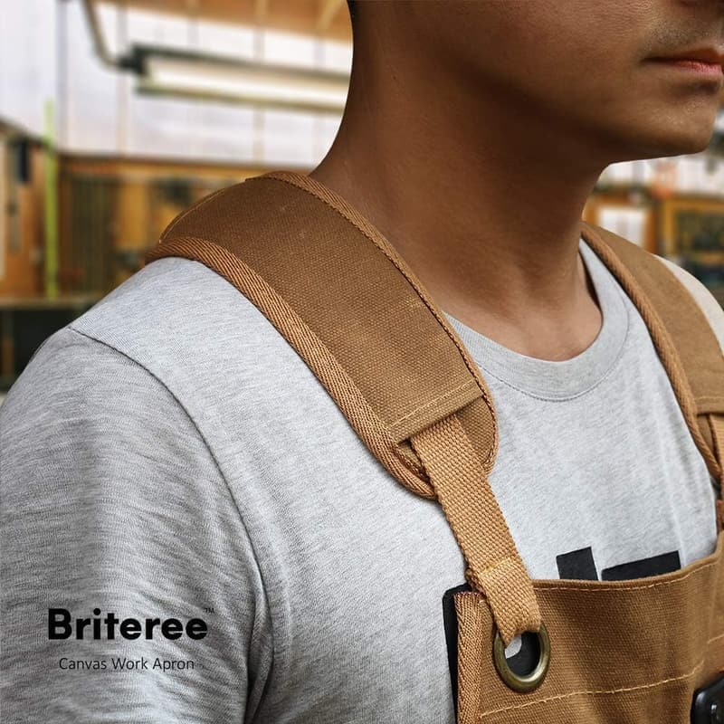 Durable Waxed Canvas Work Apron for Men - 9 Tool Pockets