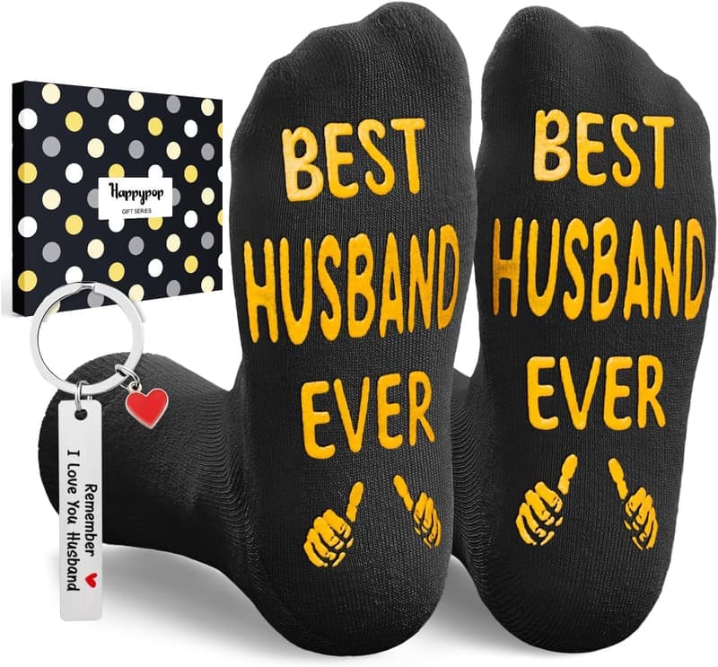Funny Socks and Keychain Gift Set for Men