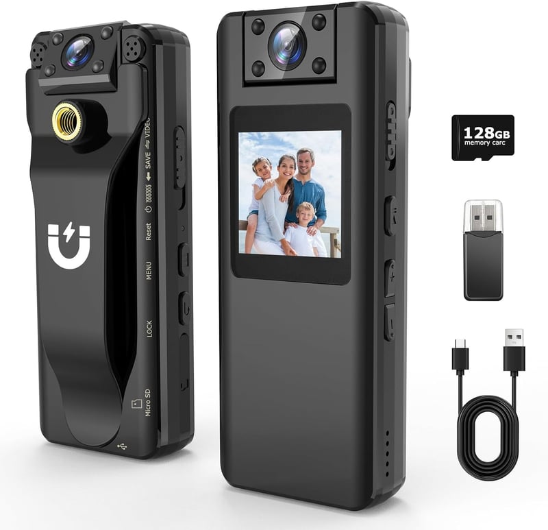 1080P Mini Body Cam with 128GB, Night Vision & 10HR Battery