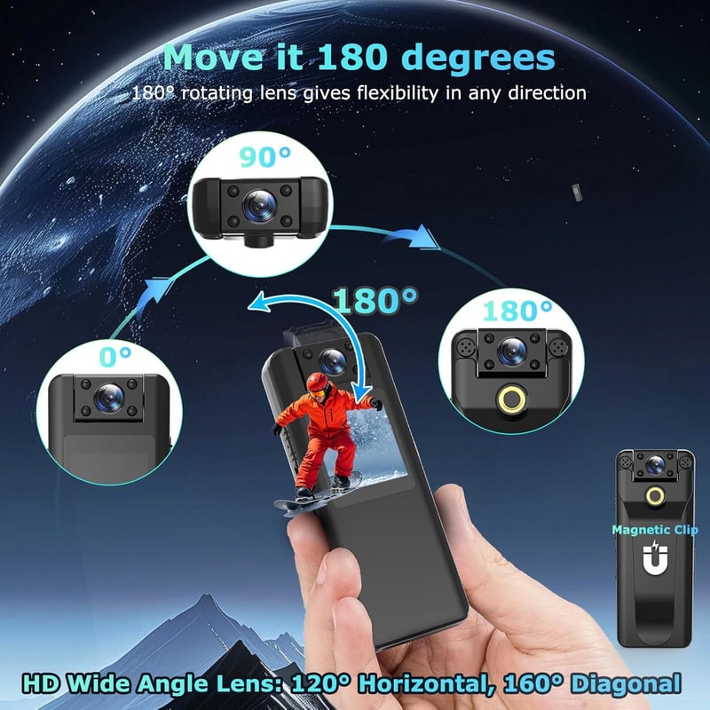 1080P Mini Body Cam with 128GB, Night Vision & 10HR Battery