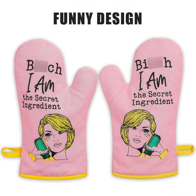 Funny Pink Oven Mitt - Baking Gift for Women
