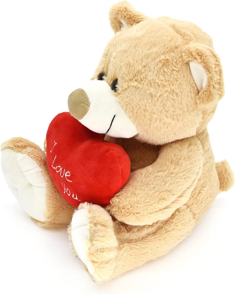 Soft Plush Teddy Bear with Red Heart - Perfect Gift for Her