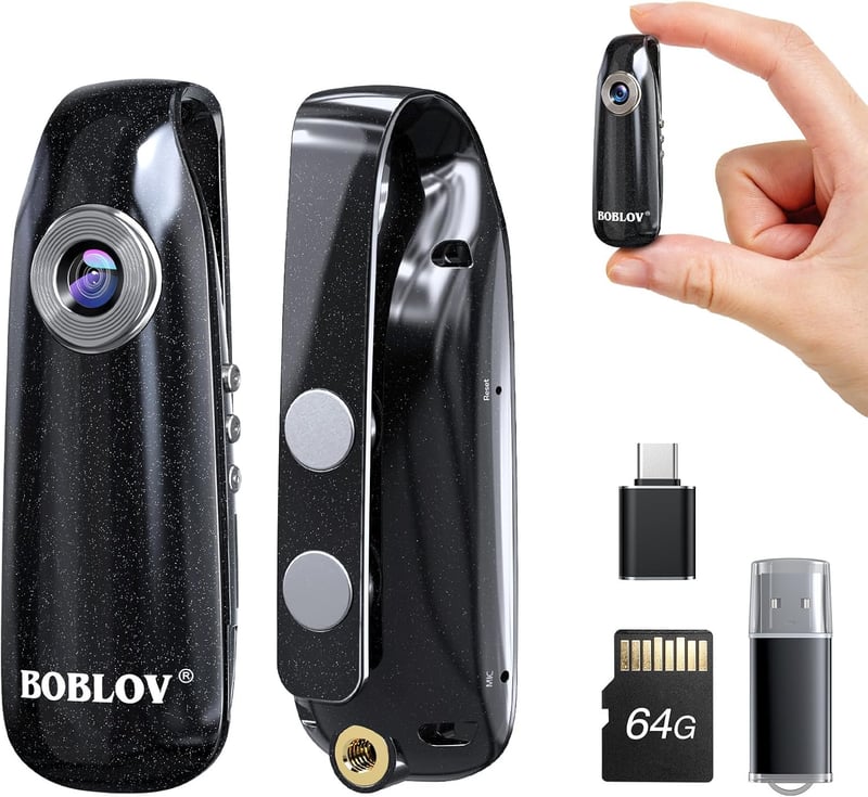 BOBLOV 64GB Mini Body Camera with 1080P Video and Audio Recording