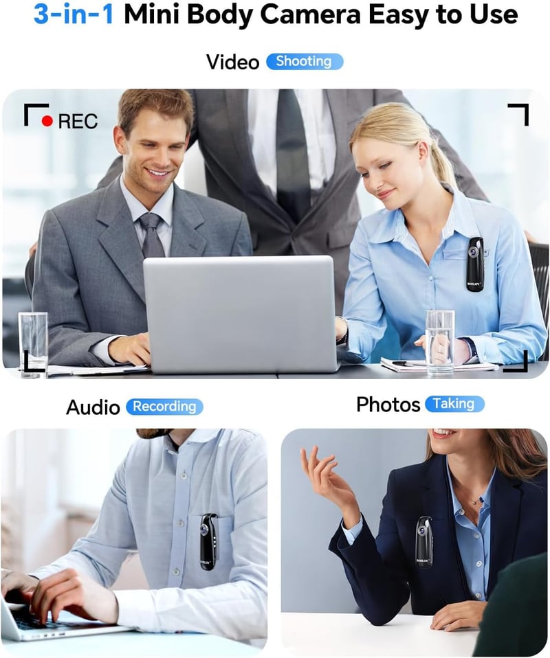 BOBLOV 64GB Mini Body Camera with 1080P Video and Audio Recording