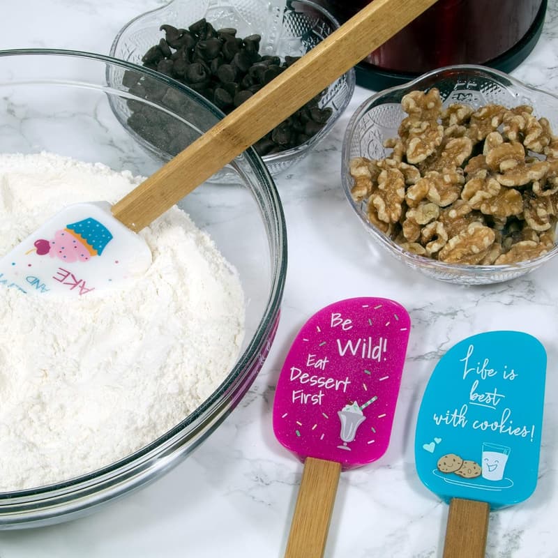 Silicone Spatula Gift Set with Bamboo Handles for Cooking