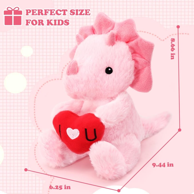 Valentine's Day Pink Dinosaur Plush for Kids and Families