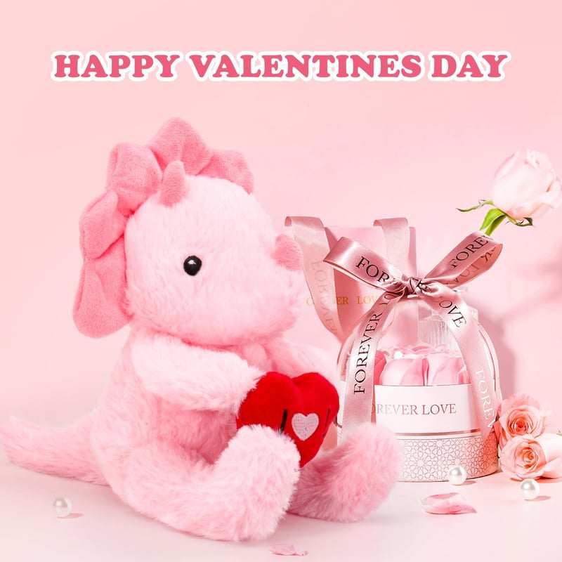 Valentine's Day Pink Dinosaur Plush for Kids and Families