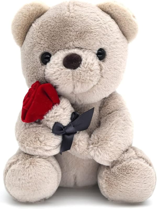 Teddy Bear with Rose - Soft Plush Gift for Her