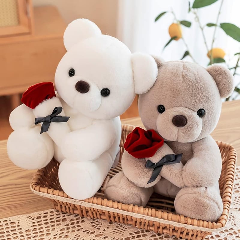 Teddy Bear with Rose - Soft Plush Gift for Her
