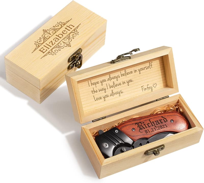 Personalized Engraved Pocket Knife in Gift Box for Men
