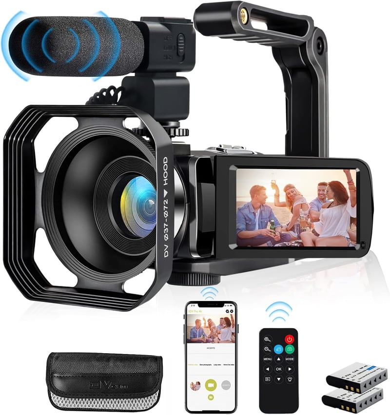 48MP 4K Camcorder with WiFi & 18X Zoom for Vlogging