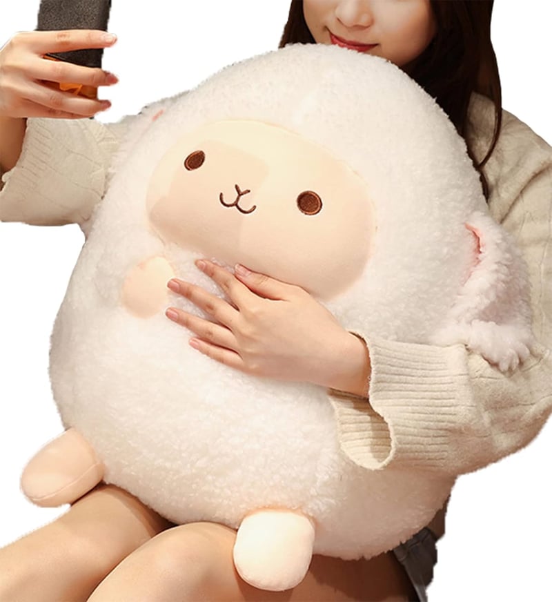 Cuddly 16-Inch Plush Sheep Hugging Pillow - Gift for Kids & Lovers