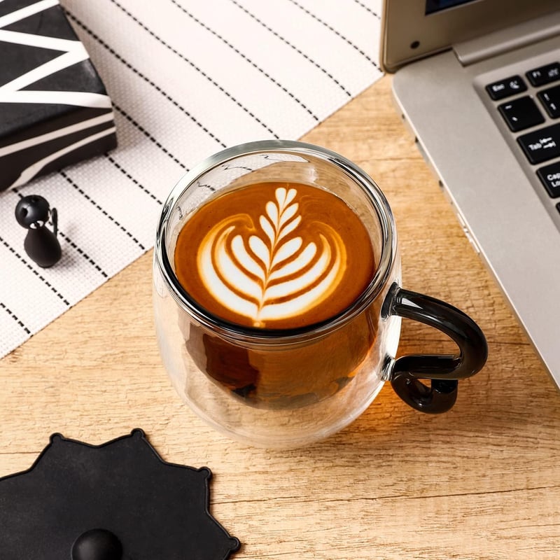 Graduation Cat Mug - Double Wall Glass Coffee Cup for Her