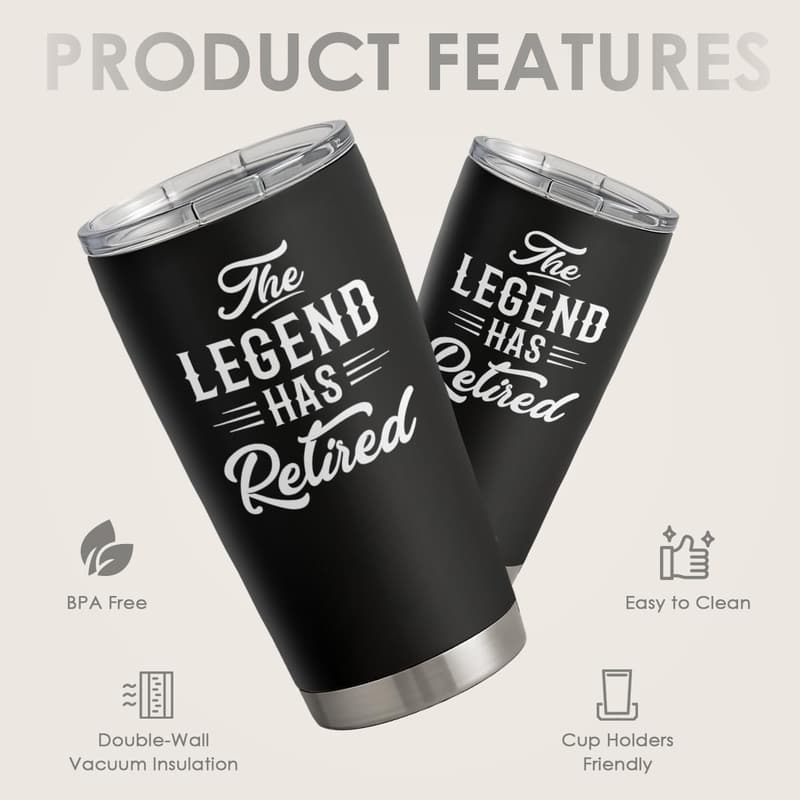 Happy Retirement Stainless Steel Tumbler - 20oz Insulated Gift