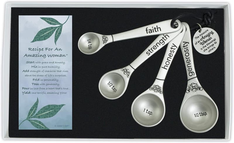 Engraved Pewter Measuring Spoon Set for Women