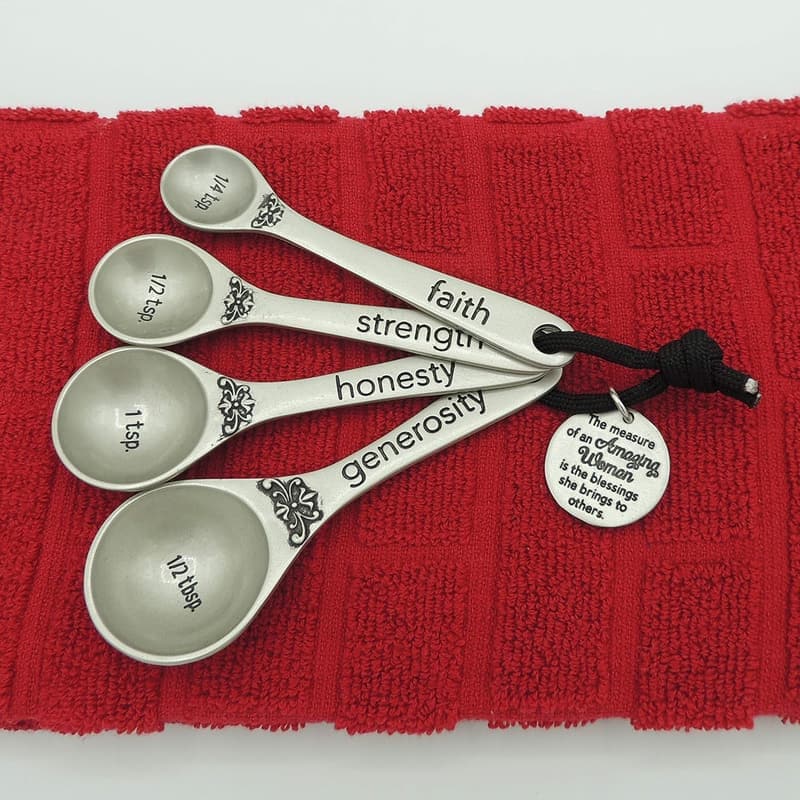 Engraved Pewter Measuring Spoon Set for Women