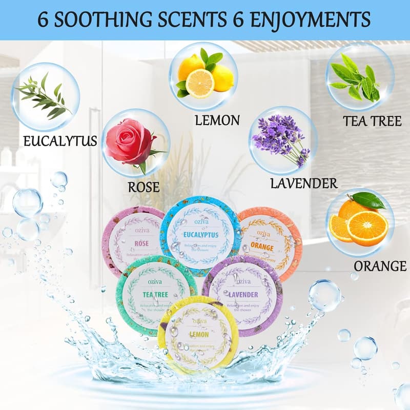 Premium Shower Steamers - Box of 6 Essential Oil Bombs for Women