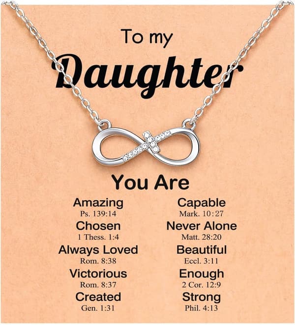 Infinity Cross Necklace for Granddaughter - Birthday & Religious Gift