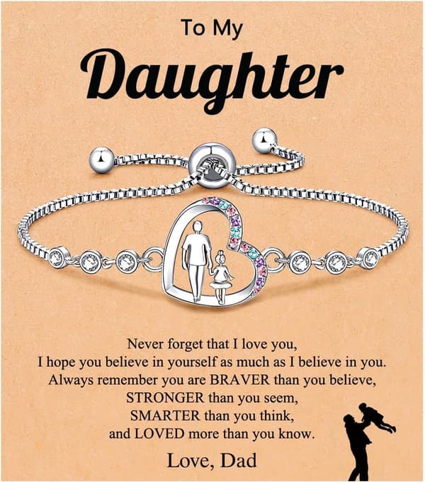 Daughter's Heart Bracelet from Dad - Birthday & Valentine's Gift