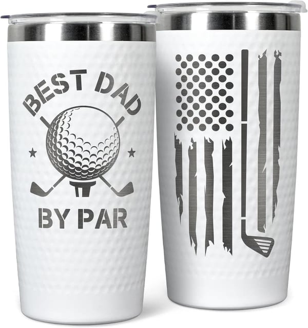 Father's Day Golf Tumbler Gift for Dad - 20 Oz Stainless Steel